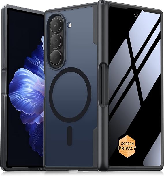MOBOSI Magnetic for Z Fold 5 Case with Privacy Screen Protector, Compatible with Magsafe, Full-Body Slim Coverage Hinge Protection, Shockproof Phone Cover for Samsung Galaxy Z Fold5, Jet Black