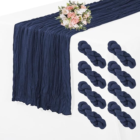 YMHPRIDE 8 Pack Navy Blue Table Runners 35x70inch Cheesecloth Table Runner