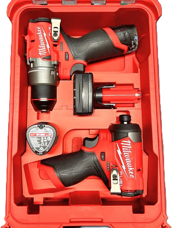 Packout Insert to Suit M12 Drill & Impact Driver - Compatible with Milwaukee Packout Organiser 48228430 - Dual Tool Holder for Models 2504-20 / M12FPD2 & 3453-2 - Insert Only - No Tools or Packout