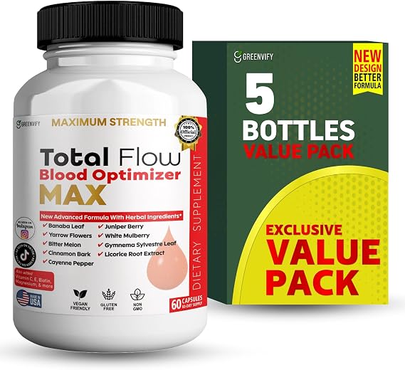 Total Flow Blood Optimizer Max, 60 Veggie Capsules, Blood Support Supplement with Vitamins & Herbs (5)