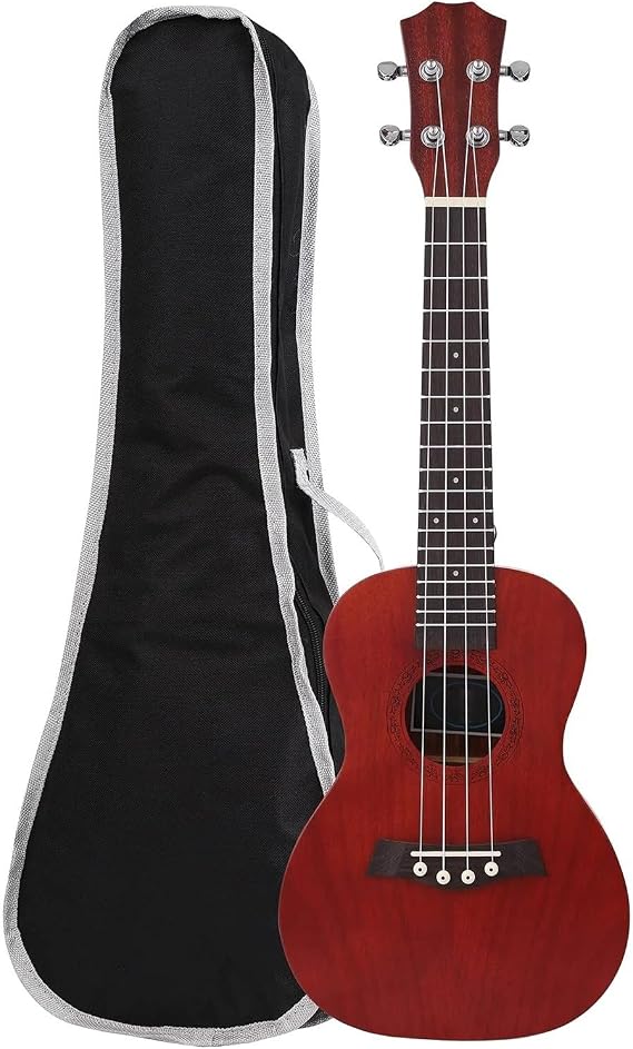 21/23/26 Inch Solid Mahogany Ukulele With Bag Ukulele Strap Nylon String Electric Tuner And Picks Ukelele for Beginner (Color : 26 inches)