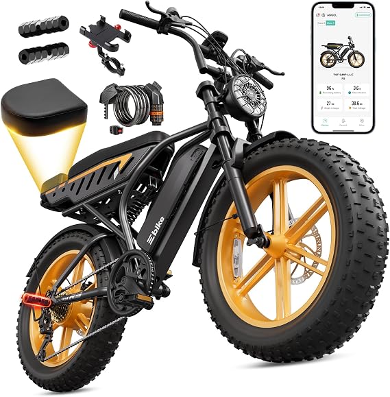 TS TST GRP LLC Electric Bike for Adults, 1500W Peak Ebike, 48V 15AH Waterproof Removable Battery, 7 Speed, 28 MPH Max, 20" Electric Off-Road Bike