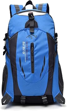 Cicilin Lightweight Hiking Backpack 40L Multi-functional Water-resistant Casual Camping Trekking Rucksack for Cycling Travel Climbing Mountaineer Outdoor Sport (Blue)