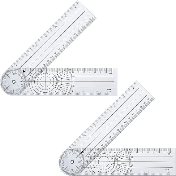 2 Pcs Clear Plastic Goniometer Protractor Angle Finder with 7 Inch Arm