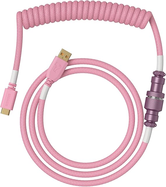 Glorious Sarmal Klavye Kablosu - Mekanik Oyun Klavyesi Sarmal Kablo için Sarmal USB C Kablosu Zanaatkâr Örgülü Kablolar - Özel Klavye Kablosu (Piksel Pembe)