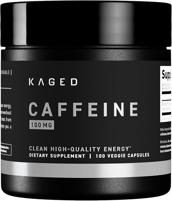 Kaged Caffeine Pills | Unflavored | 100 mg PurCaf Caffeine | Energy Boost, Coffee Replacement Pills | No Jitters | Supplements for Men & Women | 100 Servings