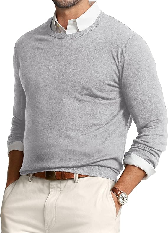 JMIERR Men's Wool Blend Sweaters Classic Crew Neck Casual Old Money Fall Sweaters