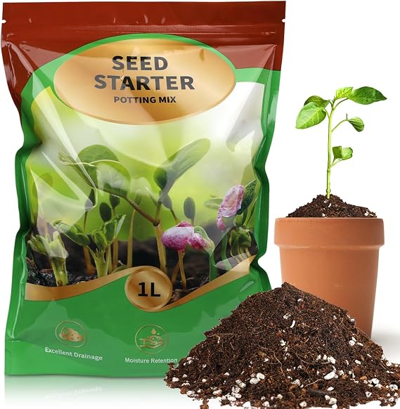 Doter Seed Starter Potting Soil Mix 1qt, Seed Starting Mix for Germination and Growth, Loamy Compost Well-Drainaged Soil Fit for Vegetable, Flower, houseplant