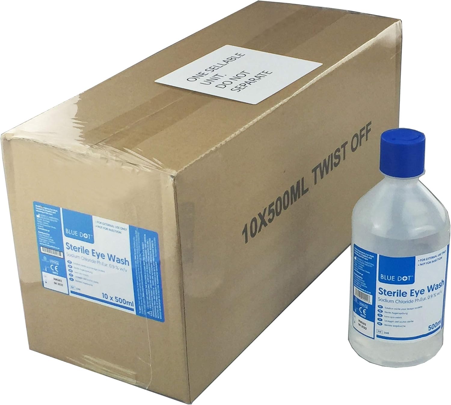 Crest Medical 500ml Eyewash Sterile Saline Solution 10 x 500ml Bottles