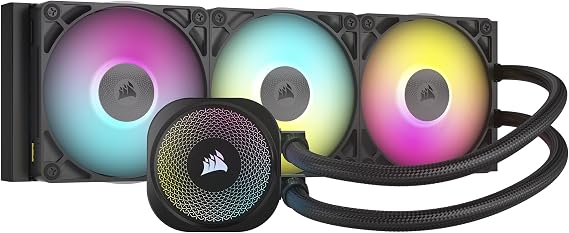 Corsair iCUE LINK TITAN 360 RX RGB Liquid CPU Cooler – 360mm AIO – 3x RX120 RGB Fans Included – Fits Intel LGA 1851/1700, AMD AM5/AM4 – iCUE LINK System Hub Included – Black
