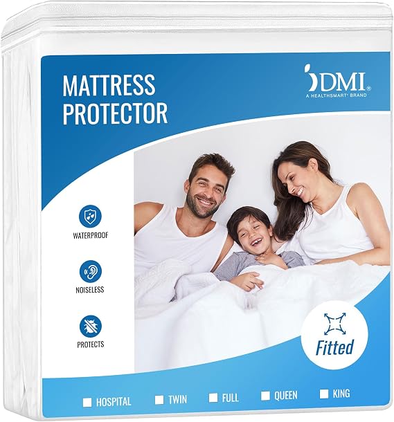 DMI Waterproof Mattress Protector, Mattress Pad/Cover, Bed Pad and Cover, Contoured Fitted Sheet, Queen (Packaging May Vary)