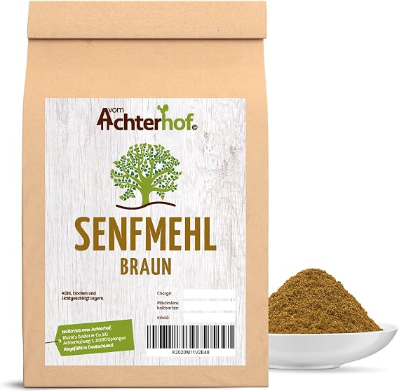 vom-Achterhof 500 g Mustard Flour Brown/Black - Mustard Seed Brown Ground Mustard Seeds Brown Ground - Ideal for Making Mustard Yourself Natural