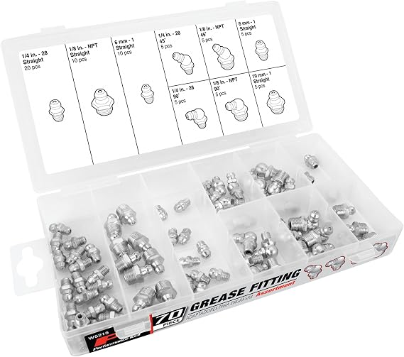 Performance Tool W5215 Performance Tool SAE/MET Grease Fitting Assortment - 70 Piece