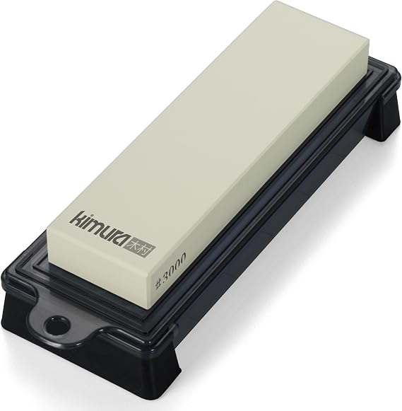 Kimura Pro Japanese Whetstone, Professional Kitchen 1000/3000 Grit Knife & Tool Sharpener, Anti-Slip Sharpening Stone