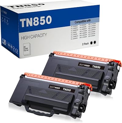 Do it Wiser TN850 Compatible for Brother TN-880 TN-850 TN-820 TN820 Toner Cartridges High Yield Work with HL-L6200DWT L6200DW L5200DW L5100DN MFC-L5800DW L5700DW L6700DW L6800DW 2 Black