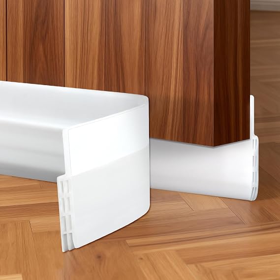 Door Draft Stopper,Silicone Weather Stripping Door Bottom Seal Blocker Air Noise,Adjustable Door Sweep for Bottom of Doors,Under Door Sweep for Exterior & Interior Doors(78inch White)