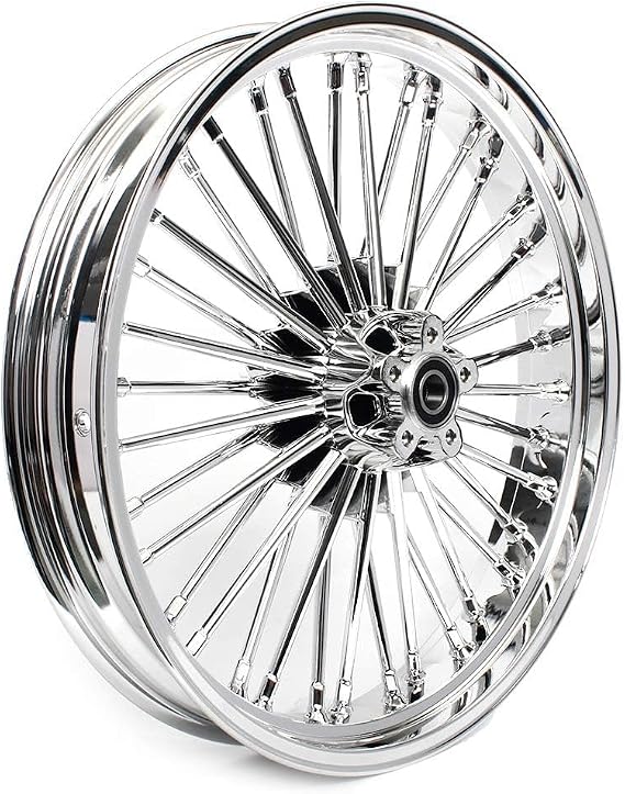 TOFR 21x3.5 Chrome Front Wheel Rim Fat King Spokes Tubeless For Harley Touring 1984-2008 FLHR FLHRS FLHRC Road King FLHX Street Glide FLTR Road Glide FLHTC Electra Glide 01 02 03 04 05 06 07