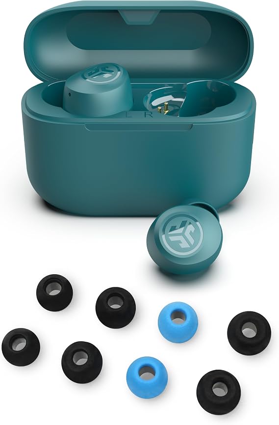 JLab Go Air Pop+ True Wireless Bluetooth Earbuds in Teal Plus Cloud Foam Mnemonic Earbud Tips