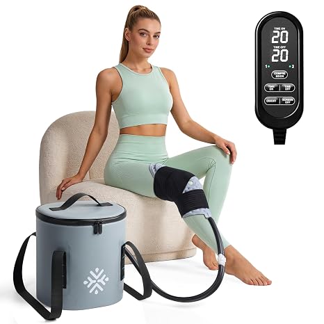 Ice Machine for Knee After Surgery w/Compression, Cold Therapy Machine for Hip Replacement, Cryo Cuff Wrap Pack for Shoulder Recovery, Cold Cooler Water System(Gray)