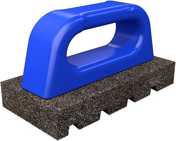 Bon Fluted Rub Brick 6 in. x 3 in. x 1 in. 20 Grit Silicon Carbide with Comfortable Plastic Handle for Smoothing Concrete Surfaces