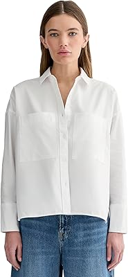 Everlane Womens Organic Cotton Button-Up Boxy Oxford Shirt