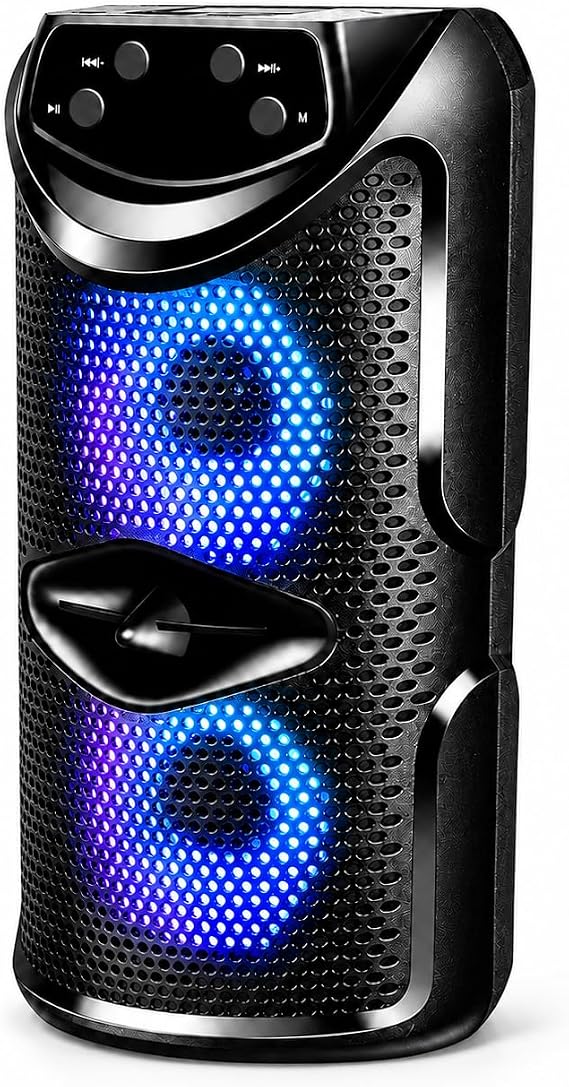 Bluetooth Subwoofer Speaker - Rechargeable Party Speaker with TWS & Dual Bass Drivers. Features USB/SD Card Support and FM Radio. Delivers Powerful Bass, Ideal for Outdoor Karaoke