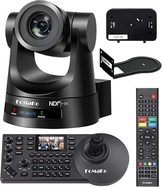 FoMaKo PTZ Camera 30X Optical Zoom NDI PTZ Bundle with PTZ Controller PoE Keyboard,Contains 2 Items(KN30A+KC608)