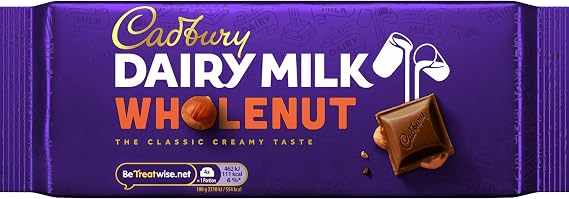 Cadbury Whole Nut Dairy Milk Chocolate - Creamy Milk Chocolate with Whole Hazelnut Chunks - Delicious Full-Bodied Candy - Whole Nut 14 x 180g