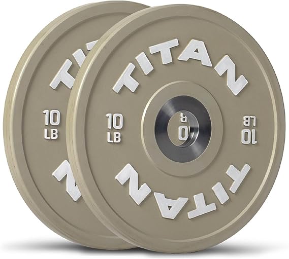 Titan Fitness Elite Olympic Bumper Plates, Competition Weight Plates, Rubber with Steel Hub Insert, Sold as a Pair, for Olympic Weightlifting and Cross-Training Workouts