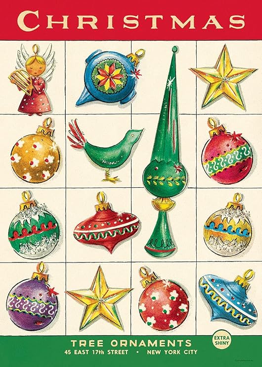 Cavallini & Co. Decorative Paper Sheet, Christmas Ornaments, 20 x 28 Inch Italian Archival Paper (WRAP/HOL40)