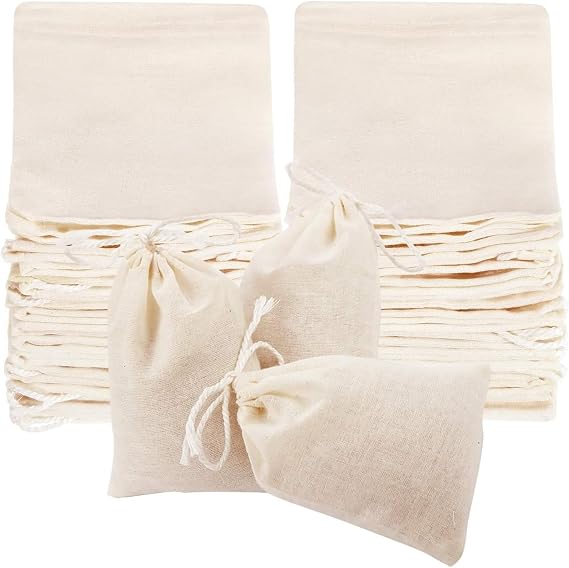 Xspring Çay Filtre Poşetleri, 50 Adet Güvenli ve Çevre Dostu Gıda Sınıfı Bağcıklı Çay Poşetleri, Doğal Çays Filtre Poşetleri, Çays, Kahve, Baharat ve Bitkiler İçin Uygun Çay Süzgü (13x16cm)