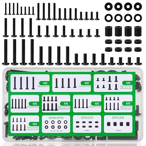 Universal TV Mounting Hardware Kit, TV Bracket Screws, 68Pcs M4 M5 M6 M8 Universal VESA Screws, Bolts, Spacers & Washers for Most TV Mount, Wall Bracket and TV Stand, Fits TVs Up to 80 Inches