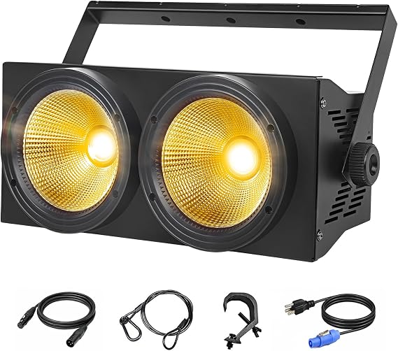 MAD OWL 200w Led Blinder Stage Par Lights,2-Eyes Warm White led Stage Lights, DMX Control,Sound Activation COB Strobe for Theater, Church, DJ Events