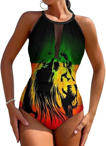 Women Sexy Tummy Control One Piece Swimsuits Halter Push Up High Cut Low Back Bathing Suits
