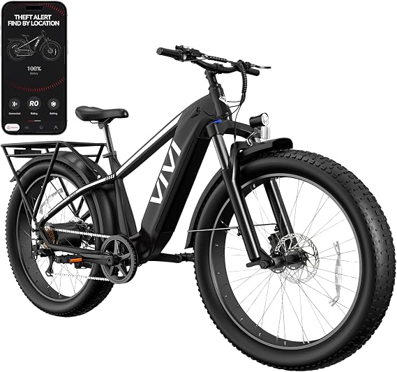 Vivi ACEPro Electric Bike for Adult, APP & Terrain 26 x 4.0 Fat Tire 25MPH