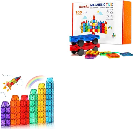 Gemmicc 100PCS Magnetic Tiles Set + 72PCS Magnetic Tiles Set