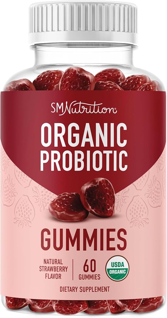 Organic Probiotics Gummies, 5 Billion CFU Probiotics for Digestive Health