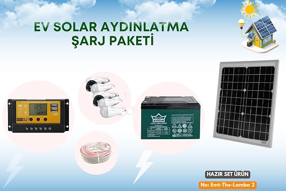 Solar Aydınlatma ve Cep Telefonu Şarj Seti Güneş Enerjili