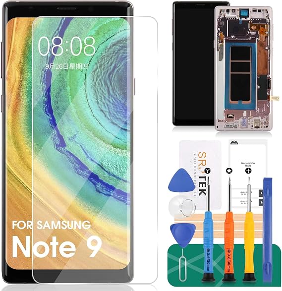 OLED for Samsung Note 9 LCD Screen Replacement for Samsung Galaxy Note 9 Display for SM-N960F Digitizer Touch Screen Assembly Repair Kits N960 with Frame(Purple) (with Fingerprint Function)