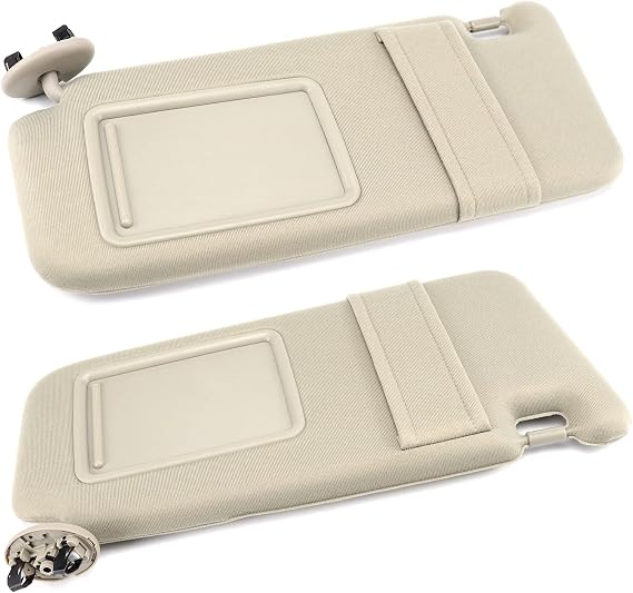 FEXON Pair Sun Visor Left Driver Right Passenger Side Compatible with 2007 2008 2009 2010 2011 Toyota Camry Hybrid Without Sunroof and Light (Beige)