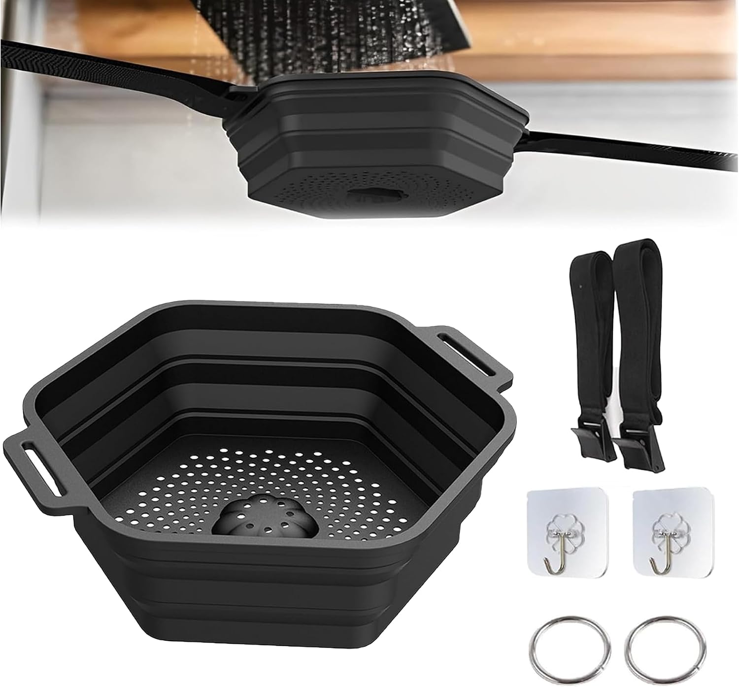 Anda Arctic Ice Shower, Rapid Cooling Portable Ice Bath Barrel Foldable Silicone Ice Bath Tub Bucket, for Bathing Black