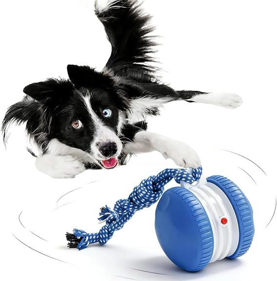 Interactive Dog Toy Automatic Electric Rolling Ball with Rope, Motion-Activated Play, Random Movement, Rechargeable, Ideal for Boredom Relief for All Dog Sizes