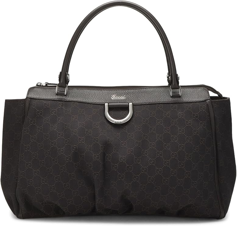 Pre-loved Brown GG Canvas D-Ring Abbey Zip Tote, Brown