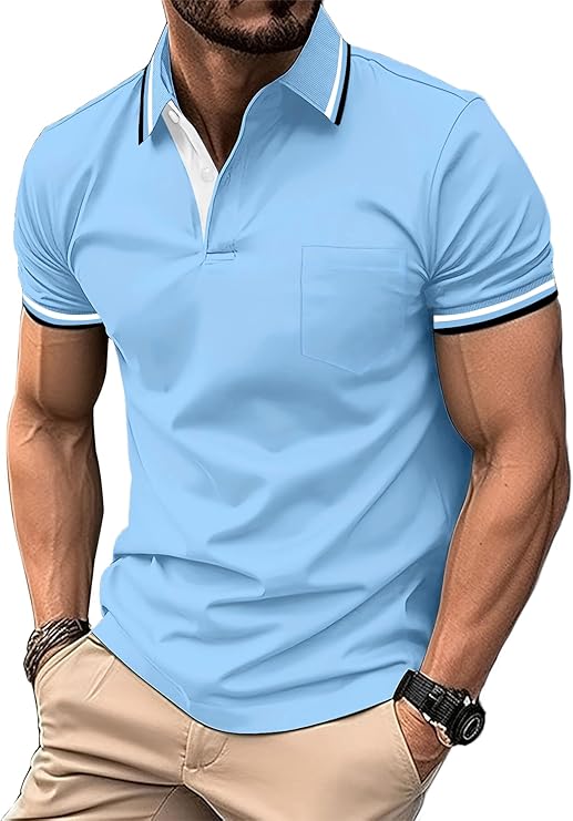 zitysport polo shirt men's short sleeve shirt breathable golf polo shirt men summer shirts sport basic slim fit t-shirt with chest pocket polo shirt