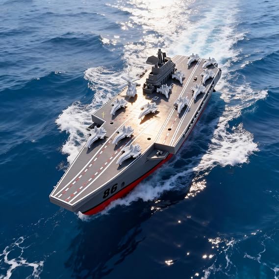 Remote Control Ship Model 2.4G Remote Control Aircraft Carrier Medium-Sized 34CM Remote Control Warship Simulation Ship Model
