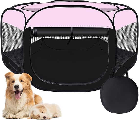 Dog Cat Playpen, Pet Puppy Playpen, Puppy Dog Play Pen, Cat Tent(Pink, M)