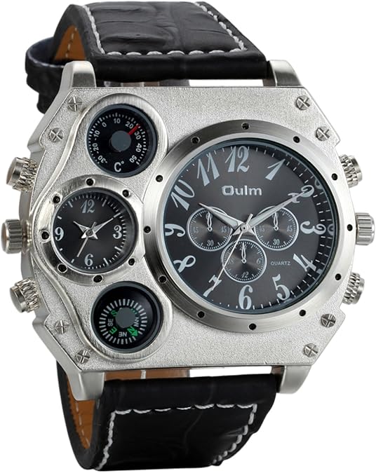 Avaner Men's Leather Wrist Watches: Oversized Big Face, Steampunk Retro