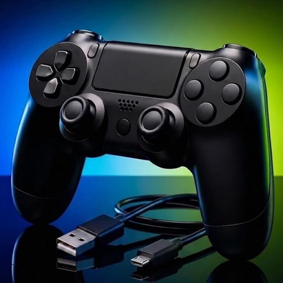 Kablosuz Oyun Kolu, Bluetooth Gamepad, PS4/PS3/PC/Android TV Uyumlu, Çift Titreşimli, Şarj Edilebilir, Dokunmatik Yüzey, Siyah