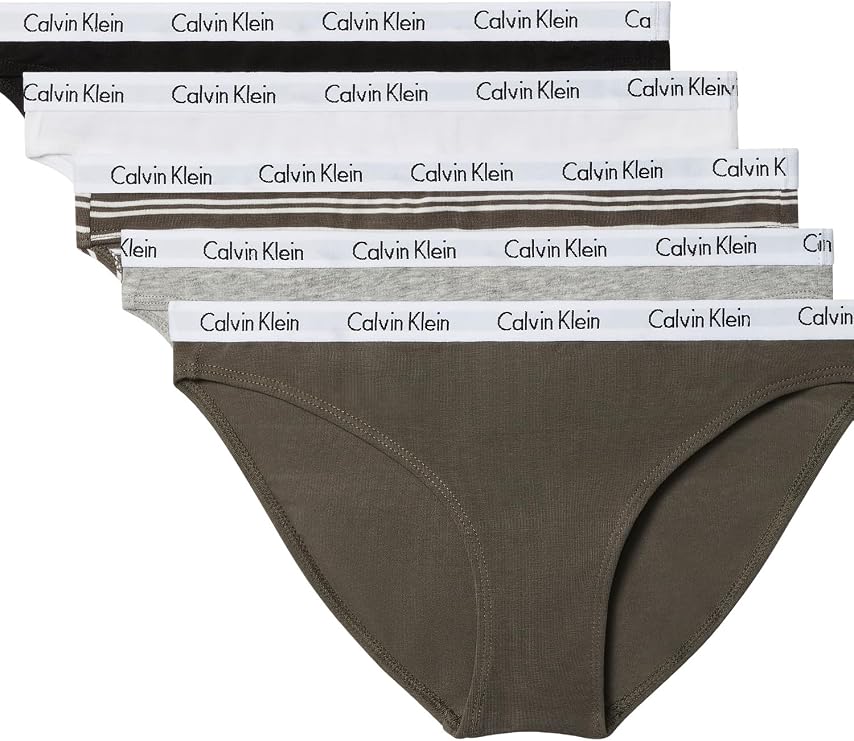 Calvin Klein Carousel Logo Cotton Stretch Bikini Panties, 5 Pack
