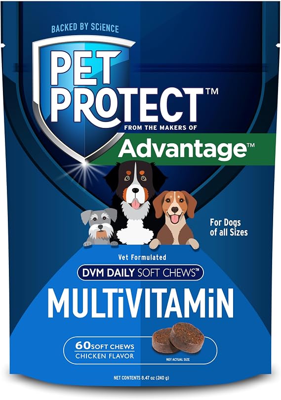 Pet Protect Daily Multivitamin for Dogs, Chicken Flavor, 60ct